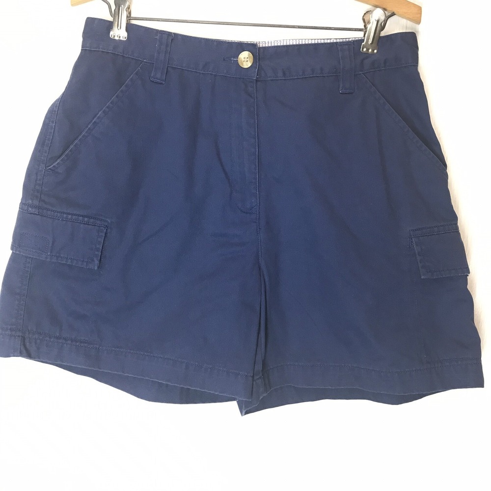 Tommy Hilfiger Sz 10 Vintage 90's Women's High Waist Shorts Navy Blue Box Logo